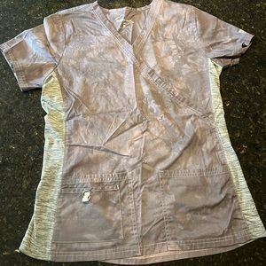 Tie dye grey scrub top